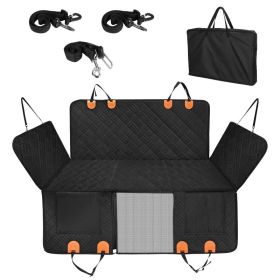 1Pc Dog Car Seat Cover For Back Seat Waterproof Oxford Cloth Seat Cover Hammock Non-Slip Scratchproof Back Seat Extender With Side Flap Mesh Wind (Option: Black)