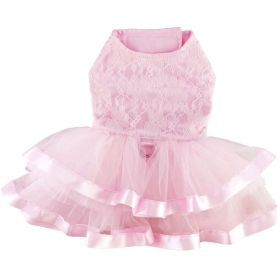 Pink Lace & Ruffles Dog Dress with Matching Leash (size: X-Large)