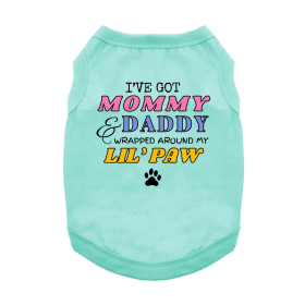 Wrapped Around My Lil Paw Dog Shirt (Color: Teal, size: large)